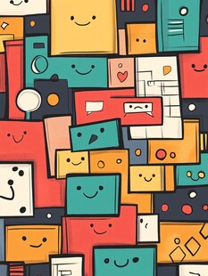 多彩笑脸方块趣味图案