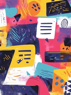 多彩抽象办公元素插画