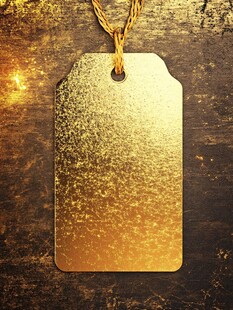 金色质感吊牌挂于复古背景