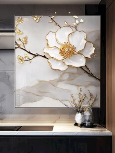 中式轻奢花卉艺术装饰画