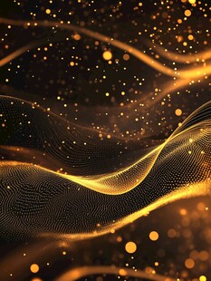金色动感粒子波浪背景图