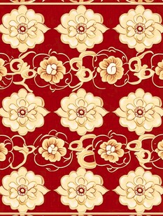 中式红底金花纹传统图案