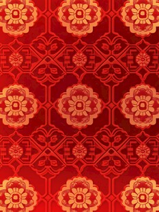 中式红底金色花纹传统图案