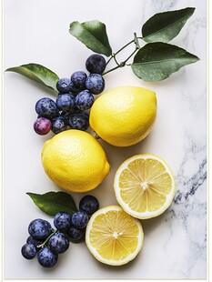 柠檬与紫葡萄的清新组合