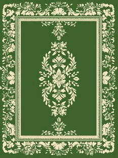 复古绿色花卉边框图案