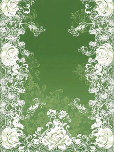 绿色底白色花卉边框图案