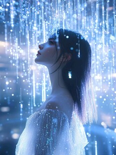 梦幻雨中少女的唯美瞬间