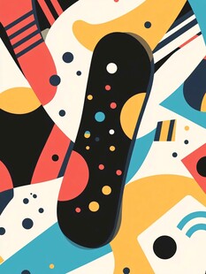 多彩几何图案中的黑色鞋垫