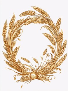 金色麦穗花环装饰图案