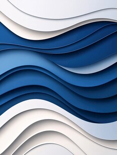 蓝白波浪纸艺风格背景图