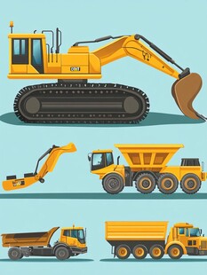 工程车辆集合插画