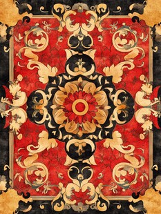 中式古典华丽花纹地毯图案