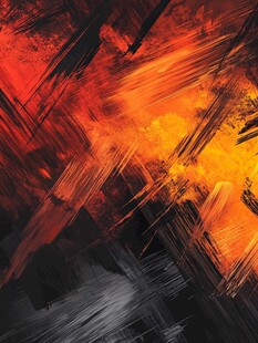 炽热笔触抽象艺术画面