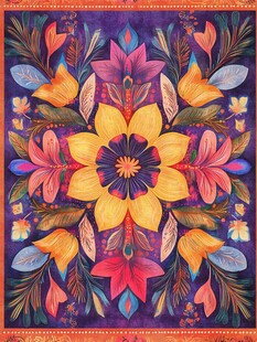 多彩花卉装饰图案艺术画