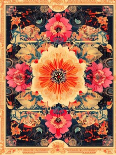 复古花卉图案精美织物