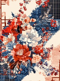 中式花卉图案 复古艺术风