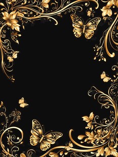 金色蝴蝶花纹装饰背景图