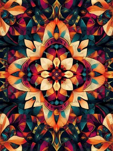 绚丽多彩的对称几何花纹图案