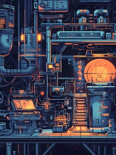 未来科技风的机械实验场景