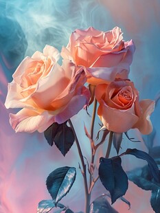 梦幻粉玫瑰绽放的浪漫