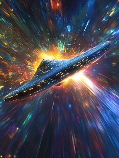 星际飞船穿梭绚烂宇宙