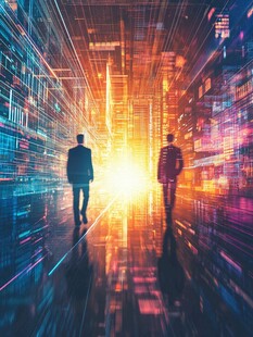 迈向科技未来的商务人士