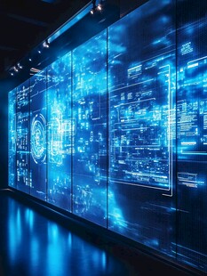 科技感十足的数字信息展示墙