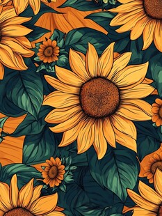 向日葵花卉无缝图案设计