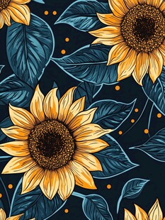 向日葵花卉无缝图案背景