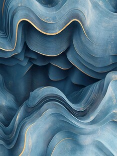 蓝色波纹立体抽象艺术背景