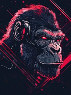 赛博朋克风机械猩猩头像