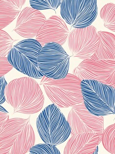 蓝粉叶片图案无缝背景