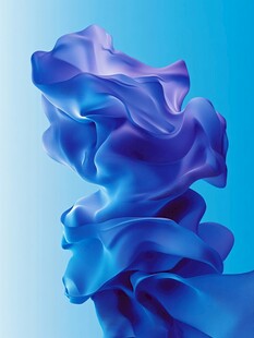蓝色飘逸动感绸带造型