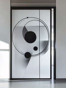 现代简约风几何图案玻璃门