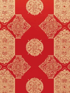 中式红底金色传统花纹图案
