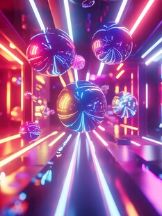 霓虹炫彩的科幻球体空间