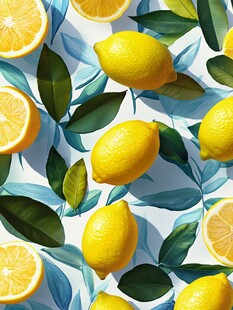清新柠檬绿叶图案背景