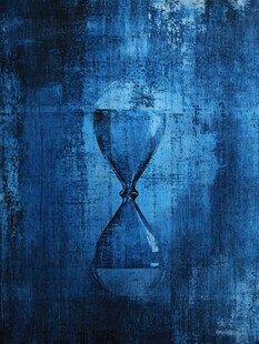 蓝色背景上的复古沙漏图案