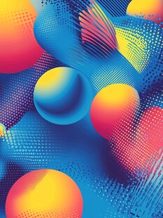 绚丽多彩流体渐变球体图案