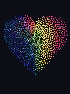 彩色波点爱心图案设计