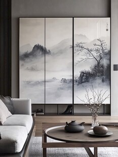 中式山水屏风的雅致客厅