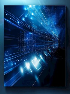 科技感蓝色数字光线背景图