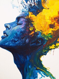 色彩泼墨下的梦幻人物头像