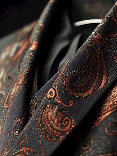 复古佩斯利花纹男士西装领