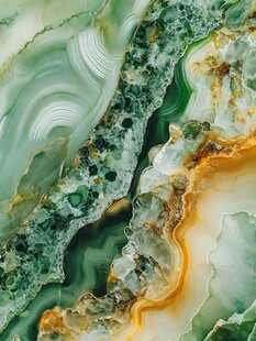翠绿斑斓玛瑙纹理特写