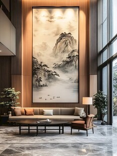 中式客厅中的山水墨画装饰