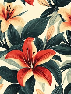 鲜艳百合花卉图案背景