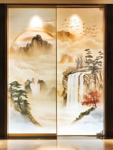 中式山水艺术移门画作