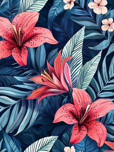 热带花卉植物无缝图案