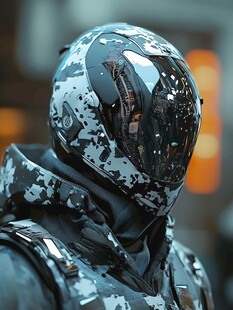 炫酷迷彩头盔穿搭者